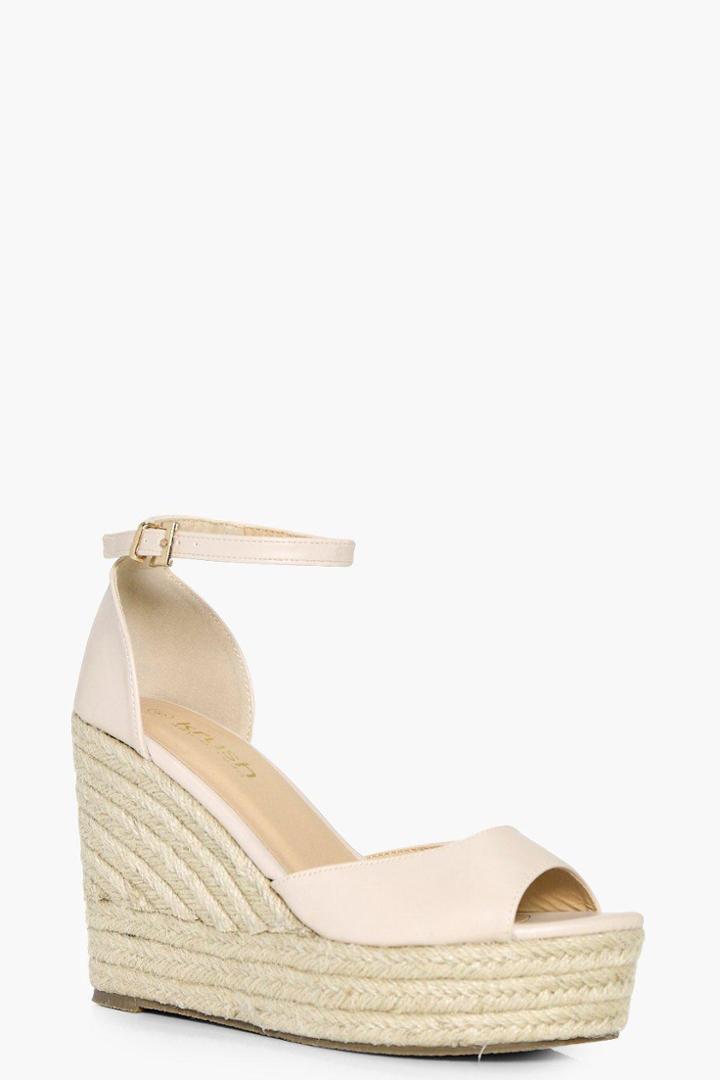 Boohoo Laura Peeptoe Espadrille Wedge Nude