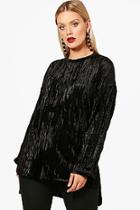 Boohoo Plus Rachel Velvet Crinkle Tunic Top