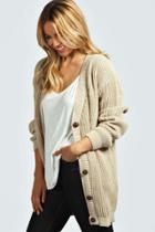 Boohoo Nicola Knitted Cardigan Stone