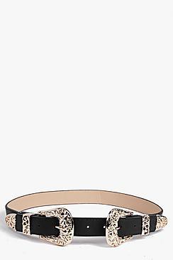 Boohoo Anya Filigree Double Buckle Waist Belt