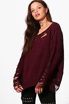 Boohoo Emma Distressed Chenille Jumper