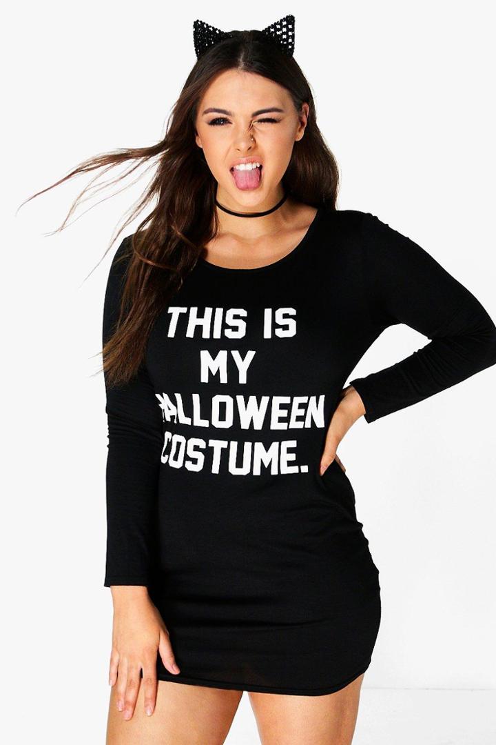 Boohoo Plus Amy Halloween Bodycon Dress Black