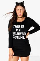 Boohoo Plus Amy Halloween Bodycon Dress Black