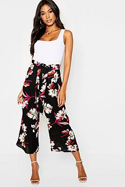 Boohoo Woven Floral Wide Leg Culotte