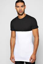 Boohoo Skater Length Colour Block Muscle Fit T Shirt Black
