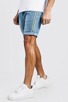Boohoo Slim Fit Denim Shorts With Reflective Tape