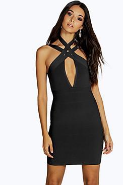 Boohoo Premium Boutique Gia Wrap Front Bandage Bodycon Dress