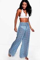 Boohoo Erin Tile Print Beach Trouser