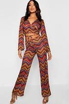 Boohoo Geo Knit Sub Print Straight Leg Trouser