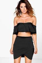 Boohoo Alinn Off The Shoulder Top & Mini Skirt Co-ord Set