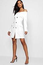 Boohoo Double Breasted Off The Shoulder Blazer Dress