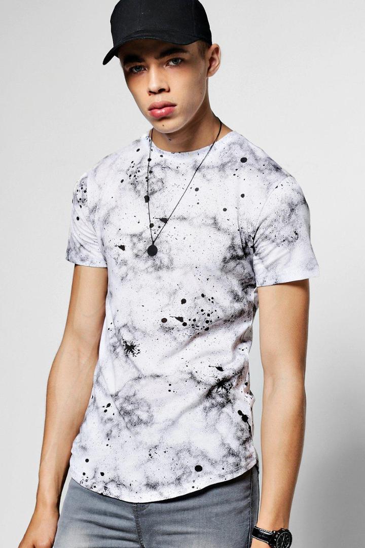 Boohoo Short Sleeve Paint Splatter Print T-shirt White