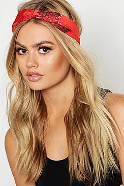 Boohoo Red Mixed Animal Twist Knot Headband