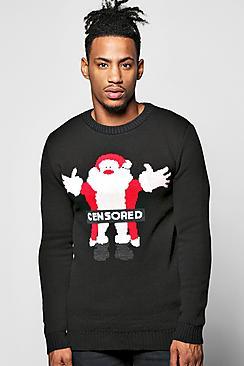 Boohoo Censored Santa Christmas Jumper