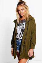 Boohoo Anna Hooded Festival Parka Khaki