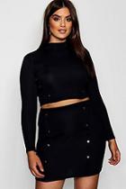 Boohoo Plus Heidi Popper Detail Skirt Co-ord