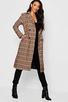 Boohoo Check Longline Wool Look Coat