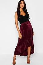 Boohoo Pleated Dip Back Hem Skirt