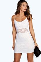 Boohoo Vanessa Lace Panelled Bodycon Dress White