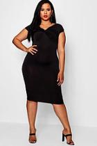 Boohoo Plus Lottie Twist Front Slinky Midi Dress