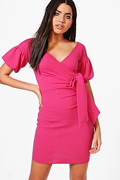 Boohoo Shayna Puff Sleeve Bodycon Dress