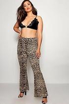 Boohoo Plus Lucida Leopard Skinny Flared Trouser