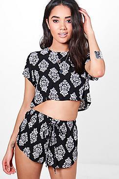 Boohoo Petite Ciara Mono Top And Short Co-ord