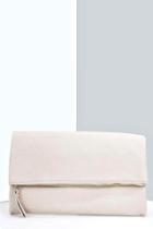 Boohoo Daisy Fold Over Clutch Bag Nude