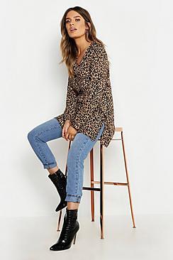 Boohoo Leopard Oversized Shirt