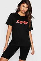 Boohoo Lucky Slogan T-shirt
