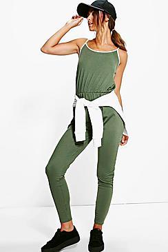 Boohoo Petite Naya Sport Tipped Jumpsuit