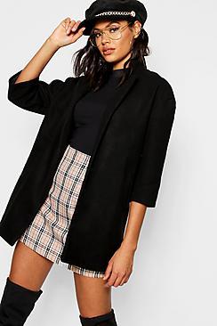 Boohoo Notch Neck Wool Look Coat