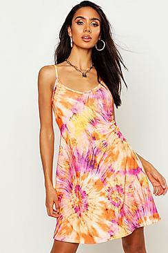 Boohoo Tie Dye Strappy Swing Dress