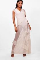 Boohoo Ally Dobby Lace Teirred Maxi Dress