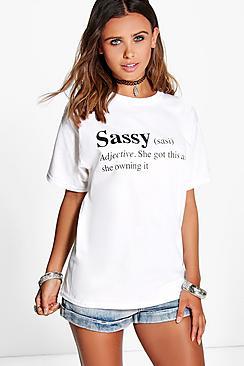 Boohoo Petite Ava Sassy Slogan Tee