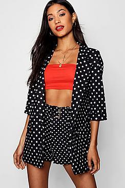 Boohoo Rose Polka Dot Oversized Blazer