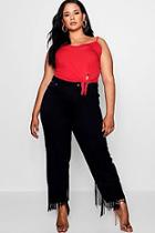Boohoo Plus Keely Mom Fringe Jean