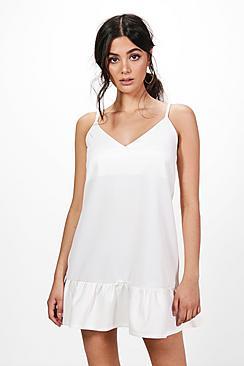 Boohoo Strappy Frill Hem Shift Dress