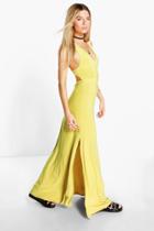 Boohoo Sasha Racer Back Strappy Maxi Dress Chartreuse