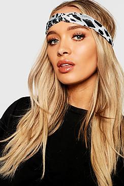 Boohoo Grey Glitter Leopard Twist Knot Headband