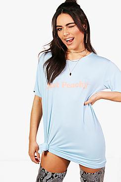 Boohoo Rosie Peachy Slogan T Shirt Dress