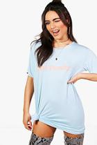 Boohoo Rosie Peachy Slogan T Shirt Dress