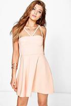 Boohoo Marimo Strappy Bodice Skater Dress