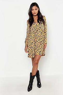 Boohoo Woven Dalmation Spot Smock Dress