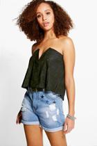 Boohoo Julia Plunge Strapless Lace Swing Bandeau Black