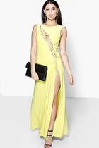 Boohoo Caroline Slinky Asymmetric Lace Up Maxi Dress