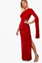 Boohoo Olivia Velvet One Shoulder Maxi Dress