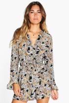 Boohoo Wilma Wrap Front Paisley Playsuit Multi