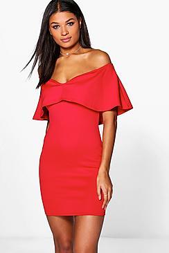 Boohoo Kya Off Shoulder Sweetheart Frill Bodycon Dress