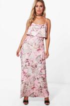 Boohoo Plus Skye Double Layer Floral Maxi Dress Multi